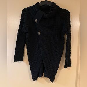 Black knit sweater. Crisscross faux cowl neck. size is a S/M Never worn. NWOT